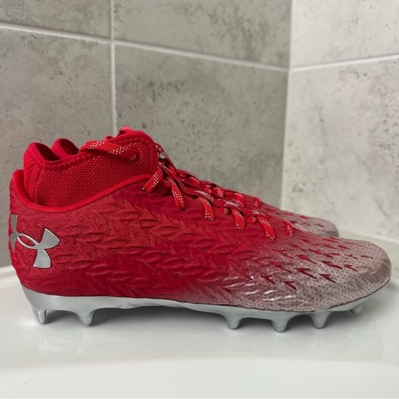 Under Armour Red and Silver Cleats Size 10 Men main image 11